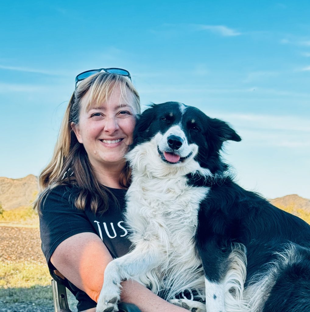 Emily and Flynn with our happiest grins because we're outside and free!